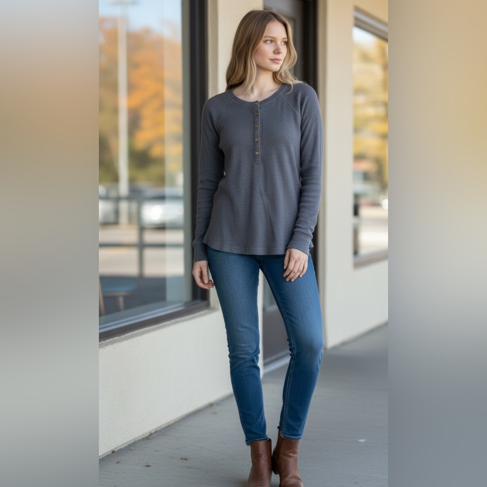 Patagonia Organic Cotton Waffle Knit Shirt - Dark Gray